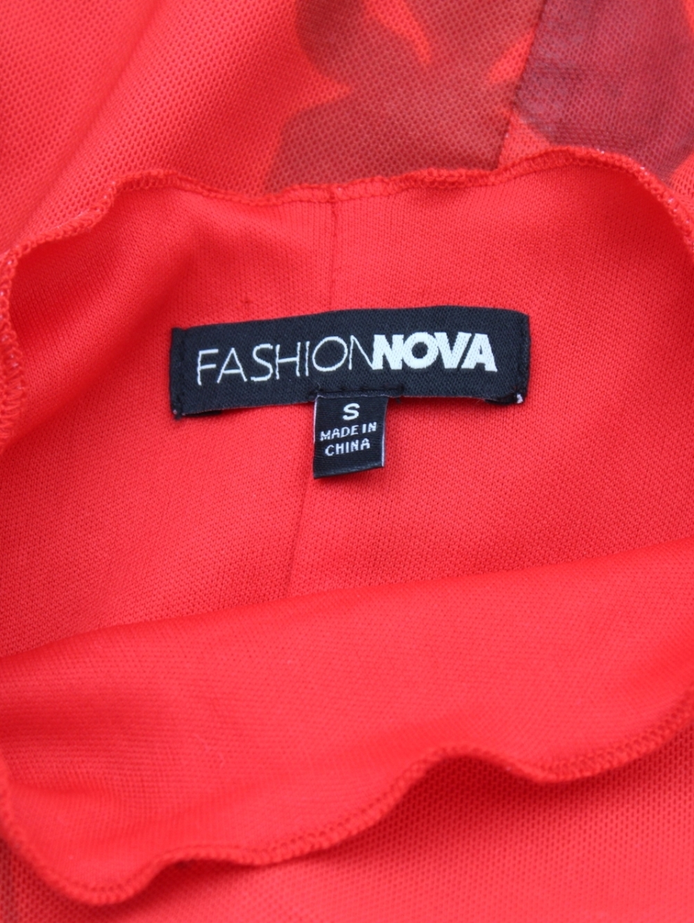 Fashion Nova Red Floral Mesh Bodycon Mini Dress Size S - Picture 7 of 9